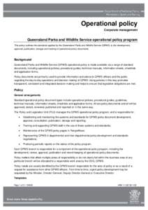 Operational policy - QPWS Operational Policy Program