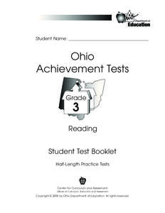 Student Name: _____________________________________  Ohio Achievement Tests Grade