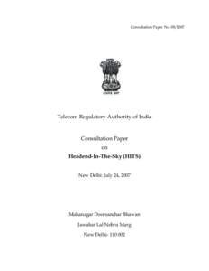 Consultation Paper NoTelecom Regulatory Authority of India Consultation Paper on