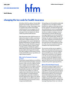 healthcare financial management  APRIL 2007 EYE ON WASHINGTON