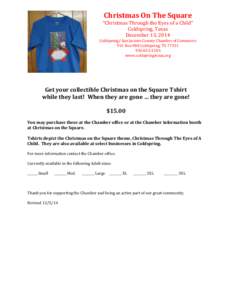 Christmas On The Square  “Christmas Through the Eyes of a Child” Coldspring, Texas December 13, 2014 Coldspring/ San Jacinto County Chamber of Commerce