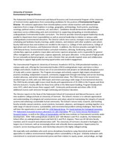 Association of Public and Land-Grant Universities / University of Vermont / Environmental education / Rubenstein School of Environment and Natural Resources / Interdisciplinarity / George V. Voinovich School of Leadership and Public Affairs / Education / New England Association of Schools and Colleges / Chittenden County /  Vermont