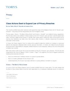 Class Actions Seek to Expand Law of Privacy Breaches