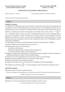 Université de Pau et des Pays de l’Adour Licence Economie-Gestion, 3e année Année Universitaire 2007–2008 Semestre 1, 1e session