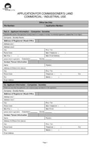 Commercial Industrial Land Application Form