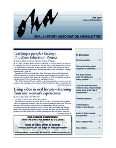 OHA Fall10.qxd:OHA Fall10[removed]:52 AM Page 1  Fall 2010 Volume XLIV Number 2  oral history association newsletter