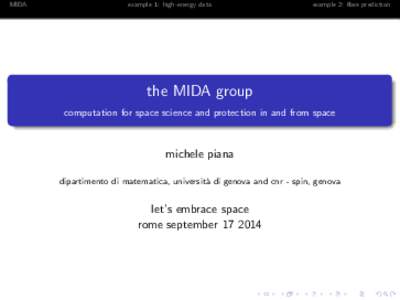 the MIDA group   computation for space science and protection in and from space