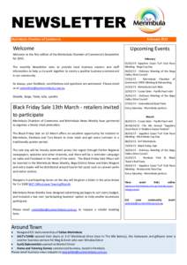 NEWSLETTER Merimbula Chamber of Commerce Welcome Welcome to the first edition of the Merimbula Chamber of Commerce’s Newsletter for 2015.
