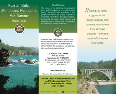 Russian Gulch Mendocino Headlands Van Damme State Parks  Our Mission