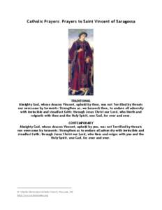 Catholic Prayers: Prayers to Saint Vincent of Saragossa