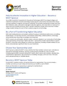 wcet  Sponsor Benefits  WICHE Cooperative for