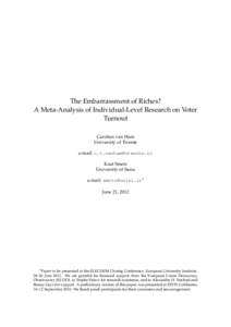 Educational psychology / Sociology / Elections / Voter turnout / Psychometrics / Independent / Meta-analysis / Economic model / Effect size / Science / Knowledge / Medical statistics