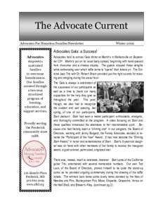 The Advocate Current Advocates For Homeless Families Newsletter WinterAdvocates Gala: a Success!