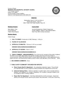 County of Placer MEADOW VISTA MUNICIPAL ADVISORY COUNCIL 175 Fulweiler Avenue Auburn, CA[removed]County Contact: Jocelyn Maddux, District 5 Field Representative[removed]