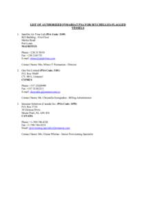 LIST OF AUTHORIZED INMARSAT PSA FOR SEYCHELLES-FLAGGED VESSELS 1. Satellite Air Time Ltd (PSA Code: 3109) IKS Building - First Floor Marine Road Port Louis