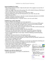 Guidelines voor e-Blast Geomares Publishing  General Guidelines for e-blasts • Blast material should also include a subject line that meets with our approval: no more than 12 words or 150 characters. • Clients must s