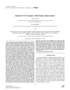 Icarus 137, 122–Article ID icar, available online at http://www.idealibrary.com on Asteroid 4179 Toutatis: 1996 Radar Observations Steven J. Ostro Jet Propulsion Laboratory, California Institute of