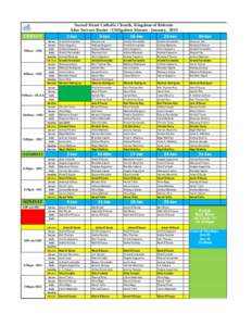 Sacred Heart Catholic Church, Kingdom of Bahrain Altar Servers Roster - Obligation Masses - January, 2015 FRIDAY 7:00am - SHC