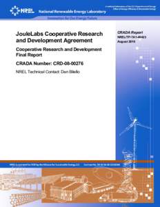 JouleLabs Cooperative Research and Development Agreement: Cooperative Research and Development Final Report, CRADA Number CRD[removed]