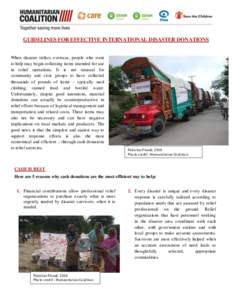 GUIDELINES FOR EFFECTIVE INTERNATIONAL DISASTER DONATIONS Whend’urgence, disaster strikes people who want mais estoverseas,