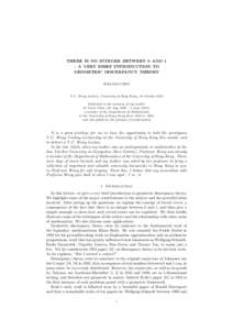 THERE IS NO INTEGER BETWEEN 0 AND 1 – A VERY BRIEF INTRODUCTION TO GEOMETRIC DISCREPANCY THEORY WILLIAM CHEN 1 Y.C. Wong Lecture, University of Hong Kong, 18 October 2012