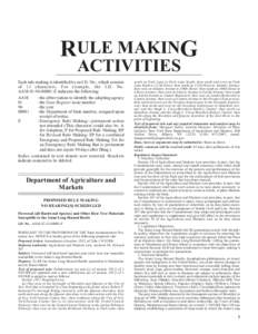 RULE MAKING ACTIVITIES Each rule making is identified by an I.D. No., which consists of 13 characters. For example, the I.D. No. AAM[removed]E indicates the following: