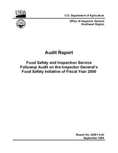 U.S. Department of Agriculture Office of Inspector General Southeast Region Audit Report Food Safety and Inspection Service