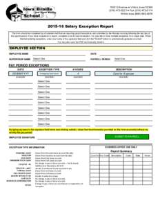 1002 G Avenue ● Vinton, Iowa5221 ● FaxWithin IowaSalary Exception Report This form should be completed by all salaried staff that are reporting payroll excepti