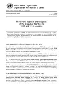 World Health Organization Organisation mondiale de la Santé FIFTY-FIRST WORLD HEALTH ASSEMBLY Provisional agenda item 9  A51/2