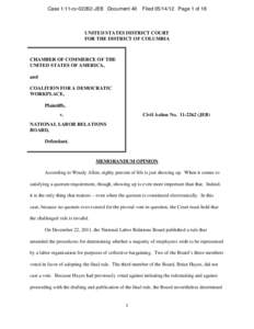 Case 1:11-cv[removed]JEB Document 40  Filed[removed]Page 1 of 18 UNITED STATES DISTRICT COURT FOR THE DISTRICT OF COLUMBIA