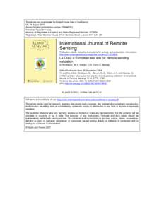 This article was downloaded by:[United States Dept of the Interior] On: 24 August 2007 Access Details: [subscription number[removed]Publisher: Taylor & Francis Informa Ltd Registered in England and Wales Registered Nu