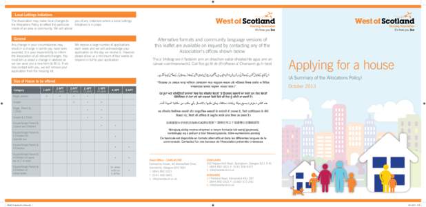 Local Lettings Initiatives  West of Scotland The Association may make local changes to you of any instances where a Local Lettings