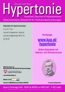 Highlights der Hypertensiologie Lang IM, Tilea I Journal für Hypertonie - Austrian Homepage: