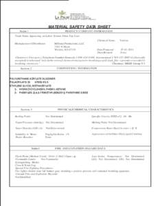 MATERIAL SAFETY DATA SHEET Section 1 PRODUCT/ COMPANY INFORMATION  Trade Name Appearing on Label: Xtreme Shine Top Coat