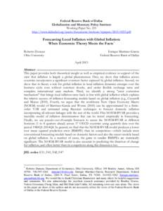 Forecasting Local Inflation with Global Inflation: When Economic Theory Meets the Facts - Institute working paperDallas Fed