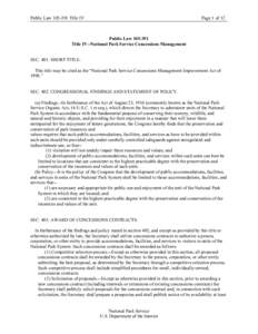 Public Law[removed]Title IV  Page 1 of 12 Public Law[removed]Title IV--National Park Service Concessions Management