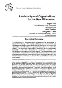 Leadership and Organizations for the New Millennium Roger Gill The  Leadership Trust Foundation