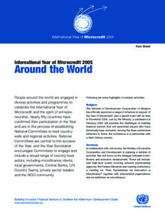 Fact Sheet  International Year of Microcredit 2005 Around the World People around the world are engaged in