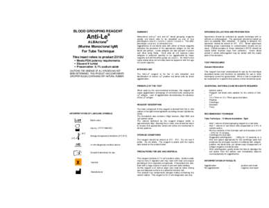 Package Insert - ALBAclone (Alba Bioscience Limited) Anti-Le(a) Reagent