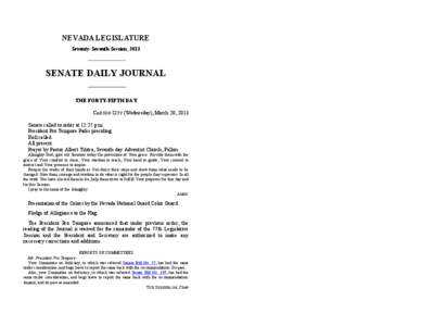 77th[removed]Session Journal - (Wednesday), March 20, [removed]SENATE DAILY JOURNAL		THE FORTY-FIFTH DAY