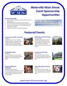 Waterville Main Street Event Sponsorship Opportunities Sponsorship Benefits  