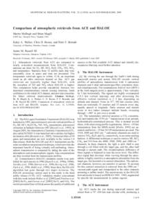 GEOPHYSICAL RESEARCH LETTERS, VOL. 32, L15S10, doi:[removed]2005GL022403, 2005  Comparison of atmospheric retrievals from ACE and HALOE Martin McHugh and Brian Magill GATS Inc., Newport News, Virginia, USA