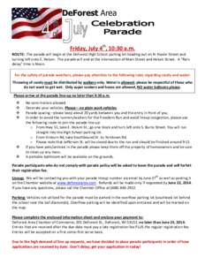 Parking / Parade / Fee / DeForest /  Wisconsin / Madison metropolitan area / Parking lot