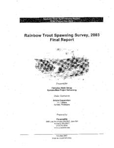 Rainbow Trout Spawning Survey, Spokane River Hydroelectric Project, FERC Project No. 2545, Parametrix, October 2003
