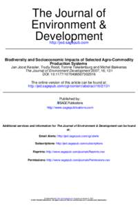 The Journal of Environment & Development http://jed.sagepub.com  Biodiversity and Socioeconomic Impacts of Selected Agro-Commodity