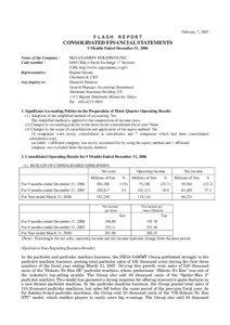 Sega / Financial statements / Generally Accepted Accounting Principles / Sega Sammy Holdings / Financial economics / Hajime Satomi / Balance sheet / Income tax / Account / Finance / Accountancy / Business