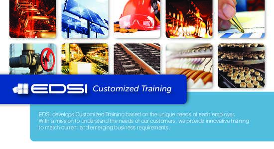 Customized Training EDSI develops Customized Training based on the unique needs of each employer. With a mission to understand the needs of our customers, we provide innovative training to match current and emerging busi