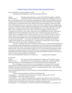 Southern Campaign American Revolution Pension Statements & Rosters Pension Application of Ansel Cunningham S31636 VA Transcribed and annotated by C. Leon Harris. Revised 28 May[removed]Georgia }