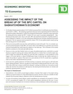 ECONOMIC BRIEFING  TD Economics August 1, 2013  ASSESSING THE IMPACT OF THE