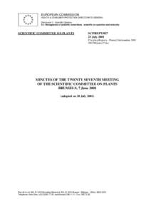 EUROPEAN COMMISSION HEALTH & CONSUMER PROTECTION DIRECTORATE-GENERAL Directorate C - Scientific Opinions C2 - Management of scientific committees ; scientific co-operation and networks  SCIENTIFIC COMMITTEE ON PLANTS